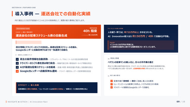 運送会社の配車スケジュール表自動生成