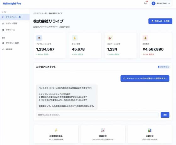 広告レポート自動生成（株式会社Tumugu）